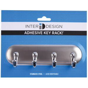 InterDesign Brushed Stainless Steel 4-Hook Rack Silver 54470